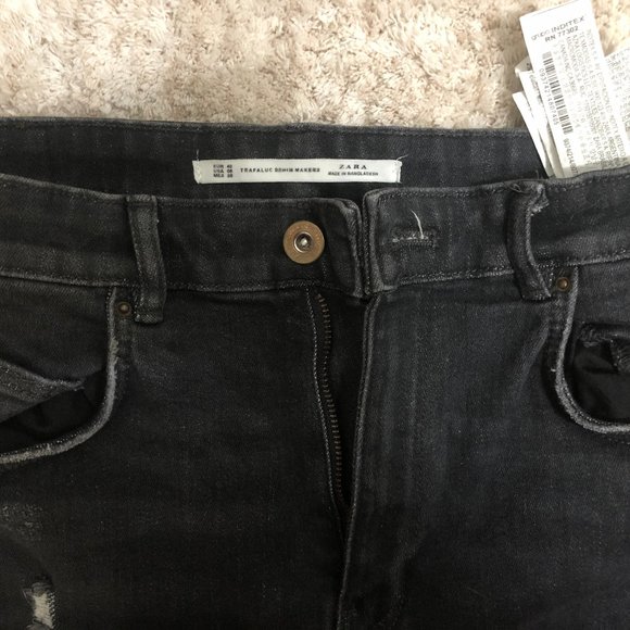 ZARA TRAFALUC DARK GREY DISTRESSED SKINNY JEANS - Picture 3 of 3